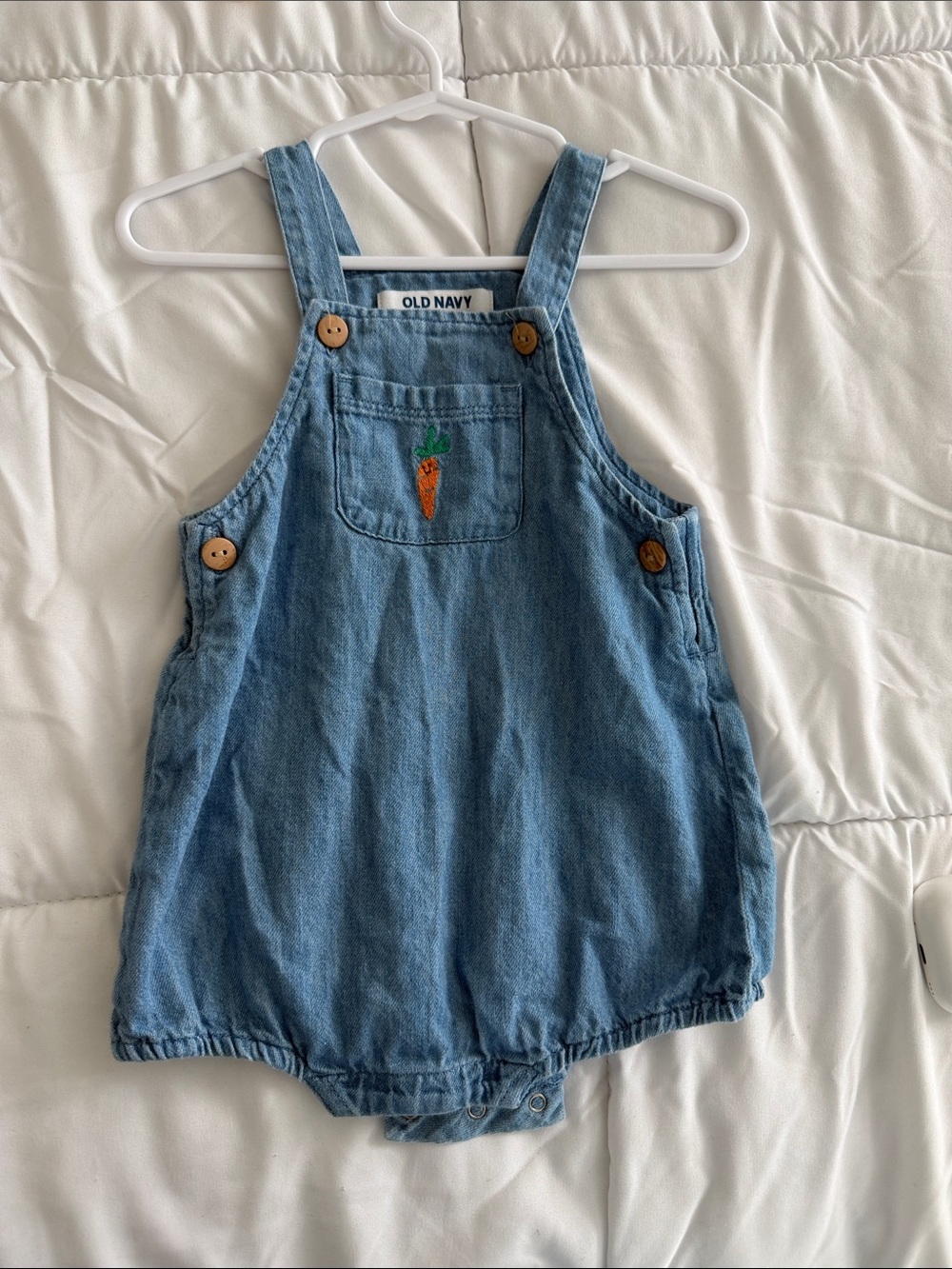 Old Navy Light Blue Denim Baby Overalls Romper with Carrot Detail